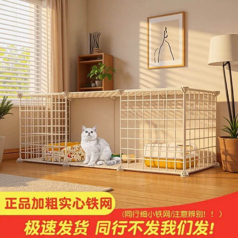 Multi-Layer Indoor Cat Cage with Litter Box Space, Large Cat Villa for Home