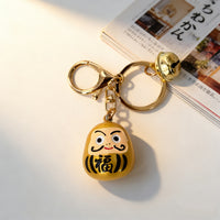 Japanese Daruma Doll Keychain with Bell, Resin Lucky Charm for Bags and Keys