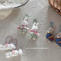 Korean INS Style Forest Cotton Linen Rabbit Keychain Pendant for Bags