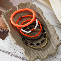 Halloween Skull Clay Bead Bracelet Set for Women