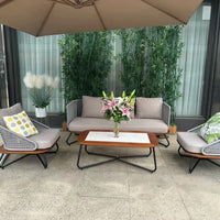 Outdoor Rattan Wicker Patio Furniture Set with Coffee Table for Balcony Garden Villa Hotel