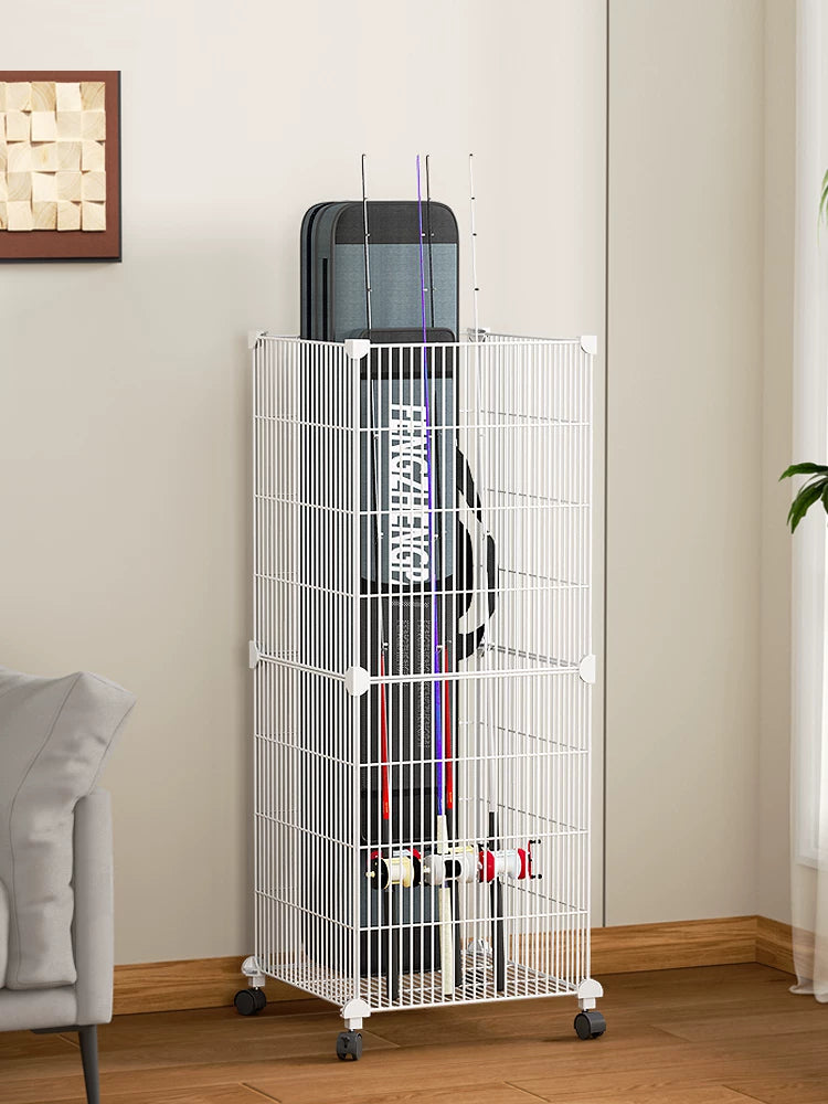Fishing Rod and Golf Club Storage Rack with Wheels