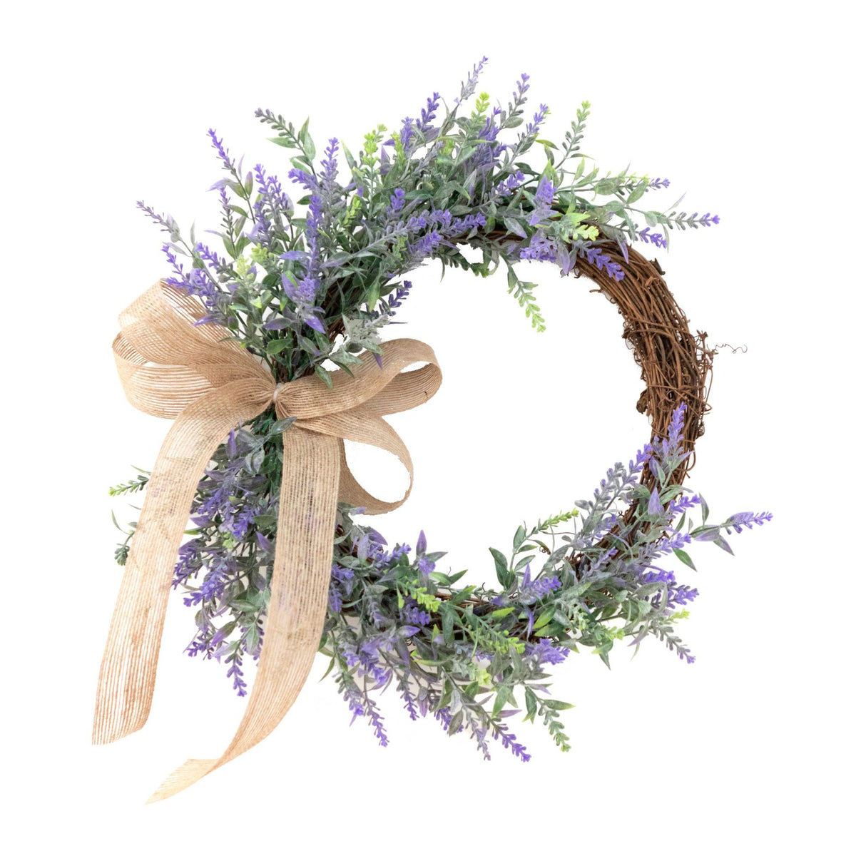 Artificial Lavender Wreath for Spring Door Decor, Indoor Outdoor Wedding Photography Prop, Wall Hanging Garland