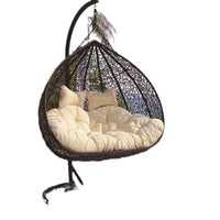 Indoor Outdoor Rattan Wicker Hanging Basket Chair Swing Hammock for Patio Balcony Garden
