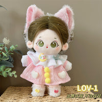 20cm Cotton Doll Clothes Set with Overalls Dress for Plush Dolls