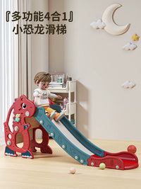 Foldable Dinosaur Toddler Slide with Early Education Machine, Indoor Outdoor Kids Play Slide for Ages 1-3