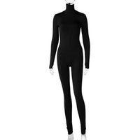 Women's Fleece-Lined Long Sleeve Jumpsuit High Waist Slim Fit Yoga Bodysuit