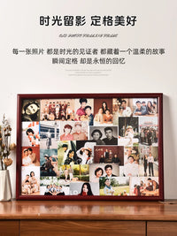 Vintage Solid Wood Photo Frame for Wall Mounting, Multi-Picture Display, New Chinese Style