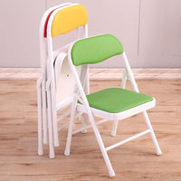Kids' Portable Cartoon Folding Chair with Backrest, Small Metal Stool for Home Use