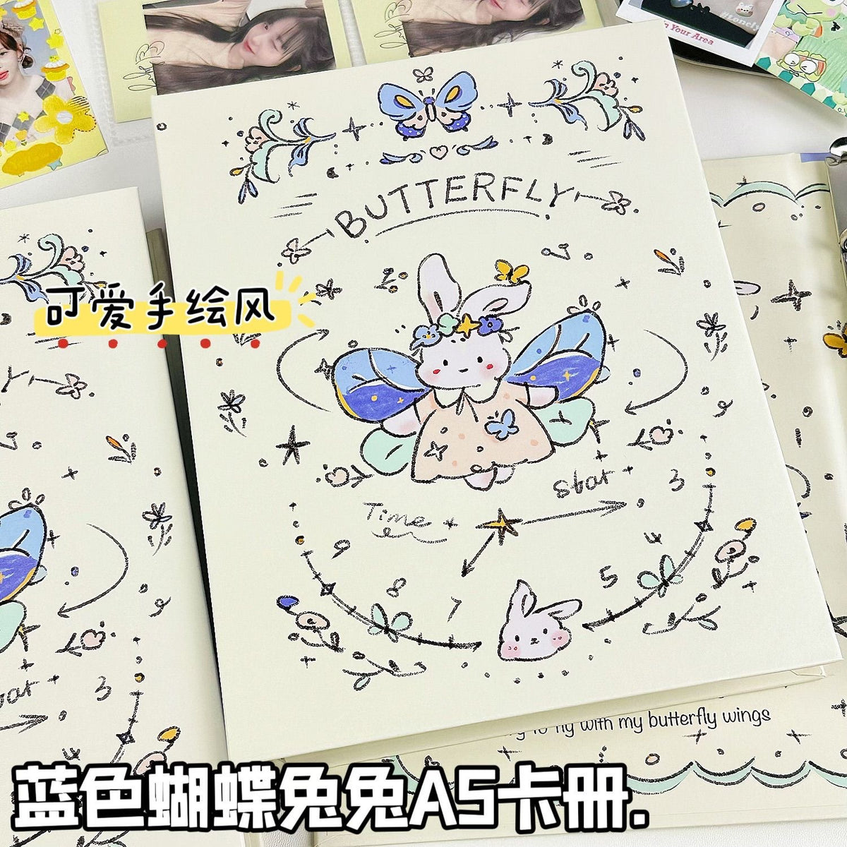 A5 Butterfly Bunny High-Capacity Photocard Binder with Hard Cover
