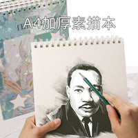 A4 Sketchbook Thick Blank Art Drawing Book for Students and Artists, Hand-Painted Color Pencil Paper for Adults and Children