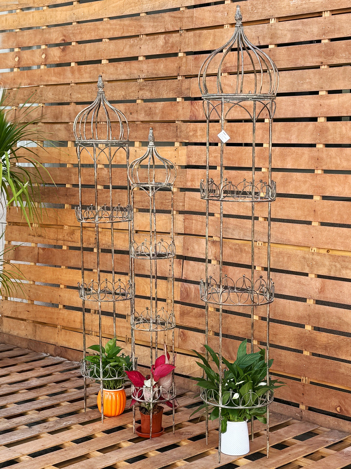 Vintage Outdoor Wrought Iron Climbing Trellis for Garden and Patio Plants