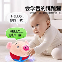Musical Bouncing Pig Toy for Babies and Toddlers, Early Education Interactive Doll with Songs and Speech