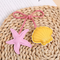 Starfish and Shell Embroidered Leather Keychain Bag Charm