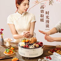 Portable Charcoal Grill for Home and Outdoor Use - Multifunctional Round BBQ Grill for Tea Ceremony and Roasting