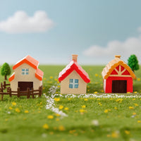 Miniature Farmhouse Cottage Resin Ornaments for DIY Micro Landscape Decor