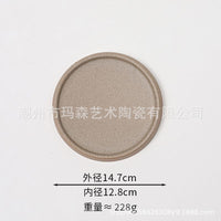 Ceramic Plant Pot Saucer Round Matte Black/Gray Water Catch Tray Base