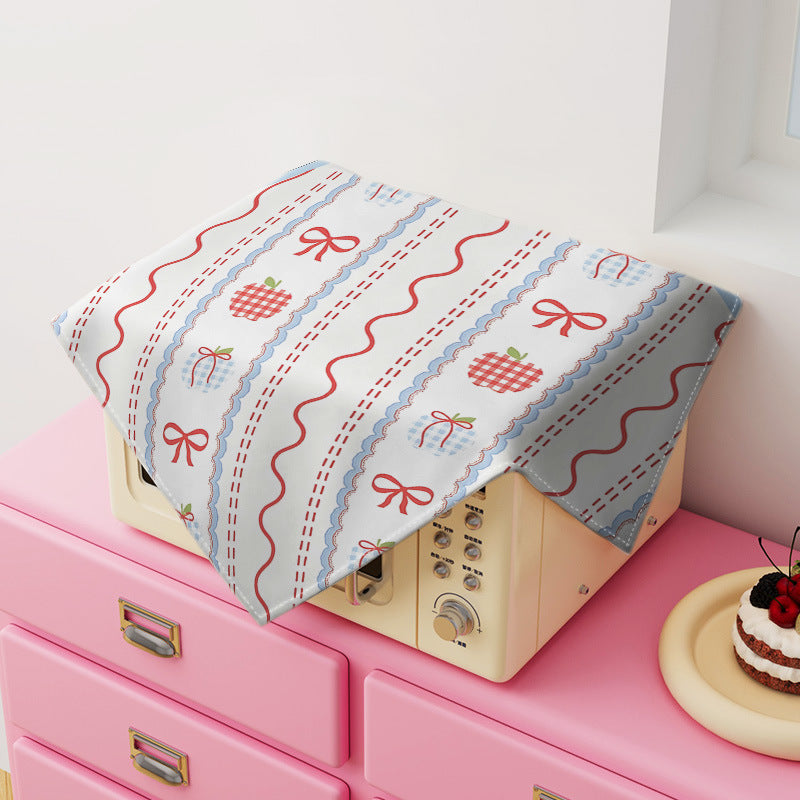 Korean Style Cherry Bowknot Dust Cover for Microwave & Coffee Machine, Small Square Cloth