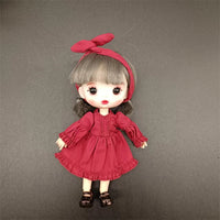 OB11 YMY 1/12 BJD Doll Dress GSC Vintage Style Wine Red Black Coffee Doll Clothes