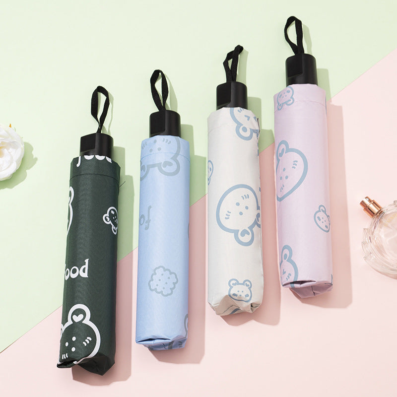 Cartoon UV Protection Folding Umbrella for Sun and Rain with Custom Logo Printing