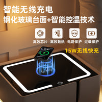 Smart Nightstand with Wireless Charging, Integrated Lamp, and Storage for Bedroom