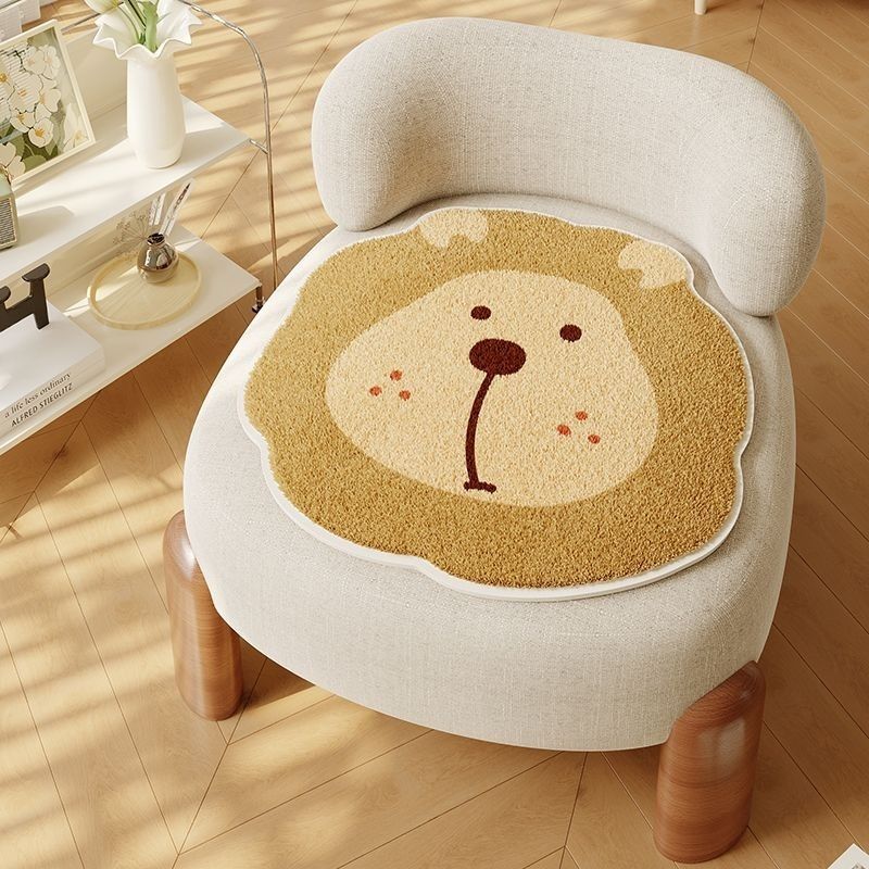 Faux Cashmere Cartoon Dog Plush Seat Cushion for Chairs and Sofas, Thickened Soft Pad