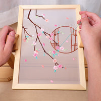 Beginner DIY Double-Sided Embroidery Kit with Wooden Frame for Ribbon Embroidery Art