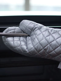 Heat Resistant Oven Mitts, Thickened Silver Cotton Baking Gloves for Microwave and Oven, 2-Pack