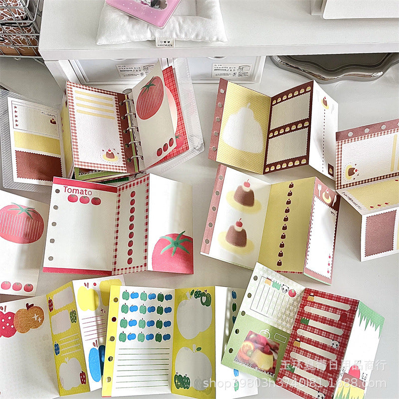 Vintage M5 Tri-Fold Sushi Grass Pudding Tomato Girl Heart Loose Leaf Notebook Refills