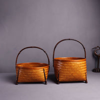 Handwoven Bamboo Lacquerware Storage Tray & Fruit Basket