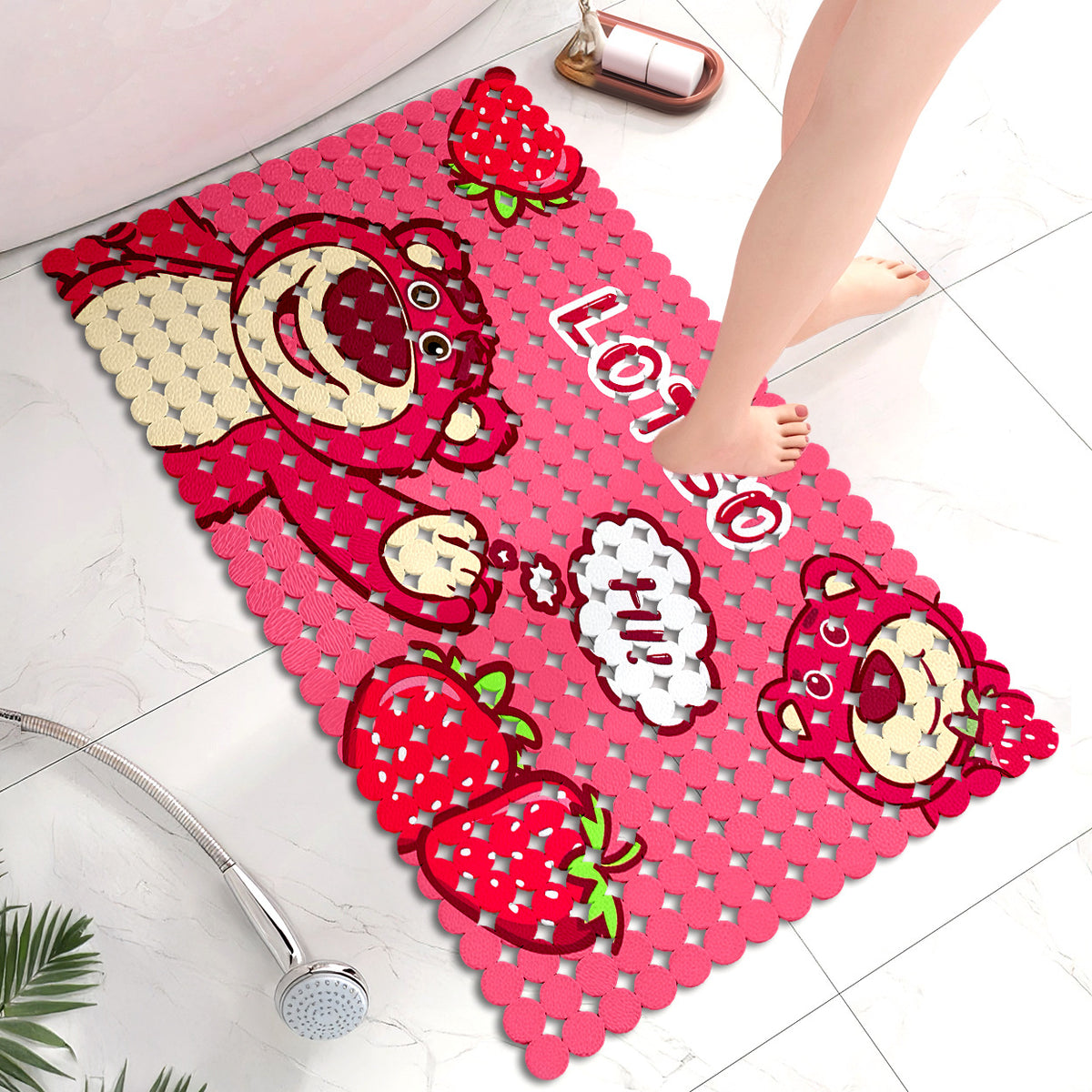 Non-Slip Shower Mat for Bathroom, Hollow Design with Suction Cups, Safe for Kids, Pregnant Women, and Seniors