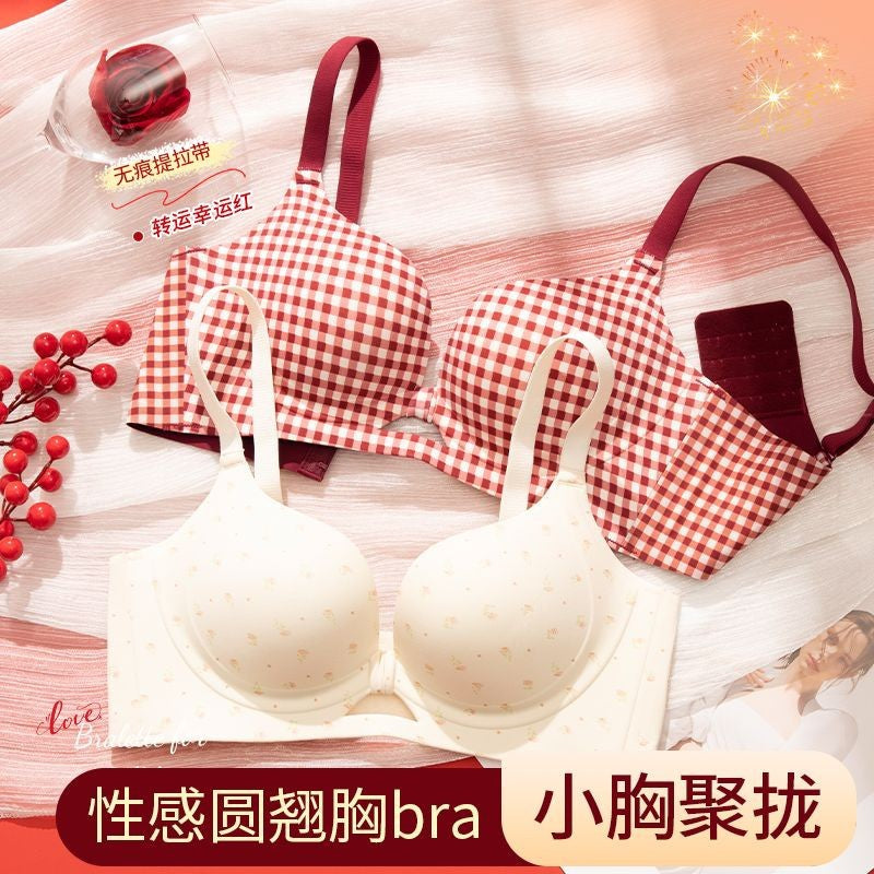 Women's Seamless Push Up Bra with Butterfly Jelly Strips, Wireless, Anti-Sagging, for Small Chests