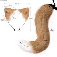 Cosplay Cat Girl Fox Ear and Tail Set Plush Animal Accessories