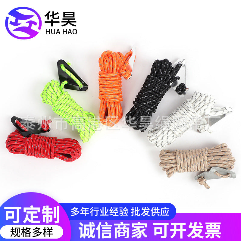 6mm Reflective Guy Line for Camping Tents and Tarps, High-Visibility Wind Rope for Night Safety and Bundling