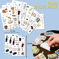 8 Sheets Cartoon Weekend Convenience Store Waterproof DIY Craft Stickers for Journals and Cards