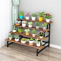 Multi-Tier Carbonized Wood Plant Stand for Indoor/Outdoor Use