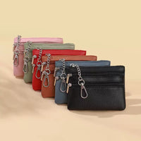 Minimalist Keychain Coin Purse for Men and Women, Multi-layer Zipper Card Holder Wallet
