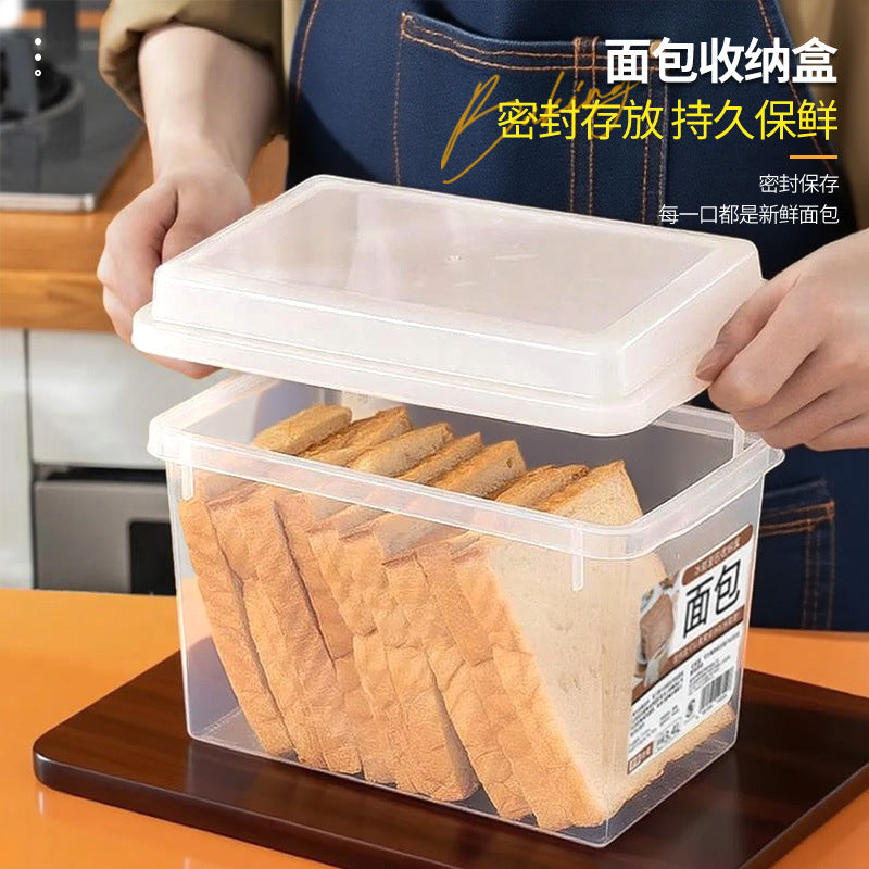 Toast Bread Storage Container with Lid - Transparent Food-Grade Cereal Fruit Refrigerator Fresh-Keeping Box