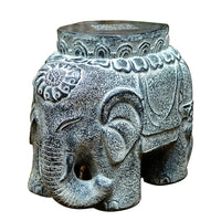 Antique Elephant Artificial Stone Stool Outdoor Planter Base Garden Decor