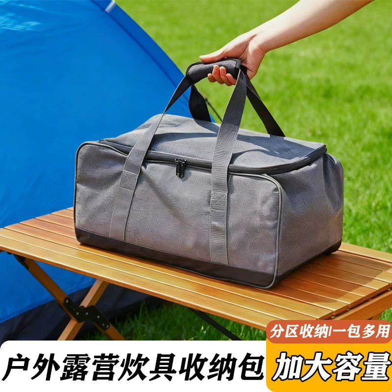 Outdoor Camping Storage Bag Oxford Cloth Waterproof Large Capacity for Gear, Gas Canisters, Tableware, Tools