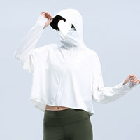 Women's Ice Silk Sun Protection Cape with Soft Brim, UV Protection, Cloud Yarn, Ice-Cool Feel