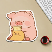Playful Pig Irregular Mouse Pad, Cartoon Absorbent Non-Slip Desk Mat for Office and Home