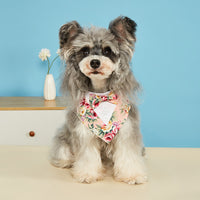 Chinese Style Floral Pet Bandana Scarf with Hook and Loop Fastener for Dogs