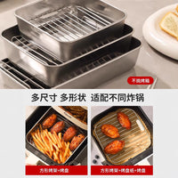 304 Stainless Steel Square Roasting Pan with Rack for Air Fryer Grilling and Draining