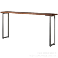 Industrial Style Loft Bar Table Solid Wood Iron Narrow High Table for Pub Cafe