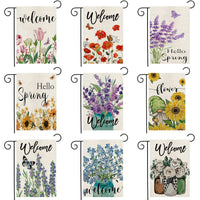 Seasonal Floral Garden Flag Double-Sided Linen Outdoor Yard Decoration for Spring Summer