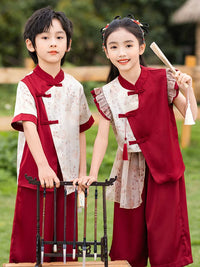 Children's Hanfu Style School Uniform Set for Performances and Sports Events