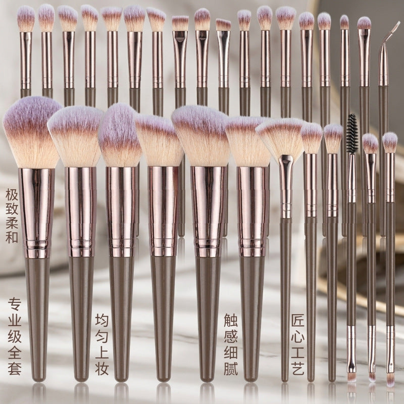 30-Piece Makeup Brush Set with Soft Synthetic Bristles and Plastic Handles for Foundation, Eyeshadow, and Powder