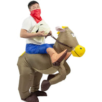 Inflatable Cowboy Rider Costume for Adults and Kids - Funny Horse Riding Outfit for Stage Performance and Parties