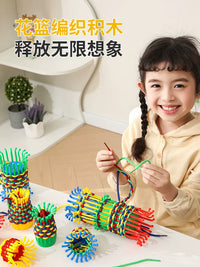 Kids DIY Hand-Woven Flower Basket Craft Kit for Fine Motor Skills Training